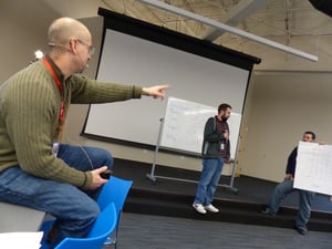 Dr. Stern Educating During a Huddle