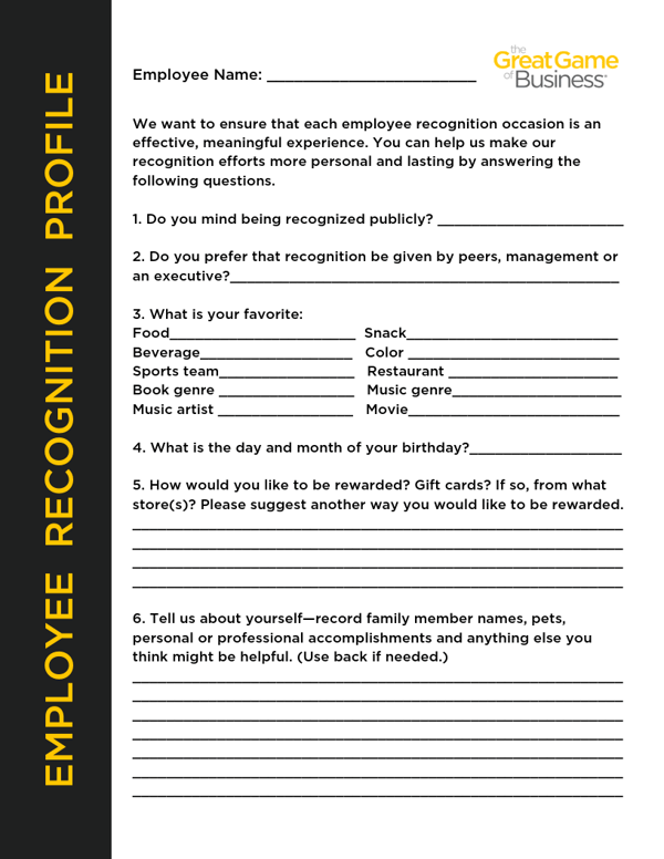 Employee Reconition Profile