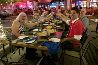 Employees enjoying dinner.